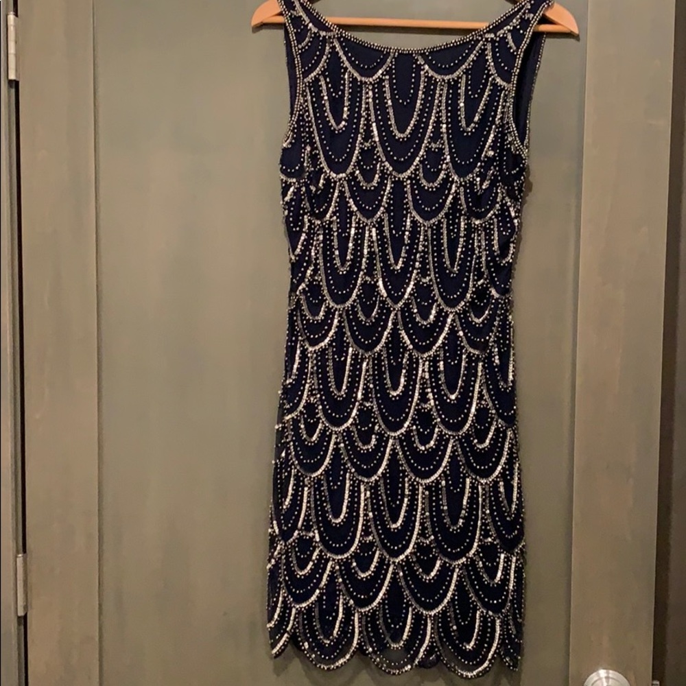 Navy beaded cocktail dress size 6